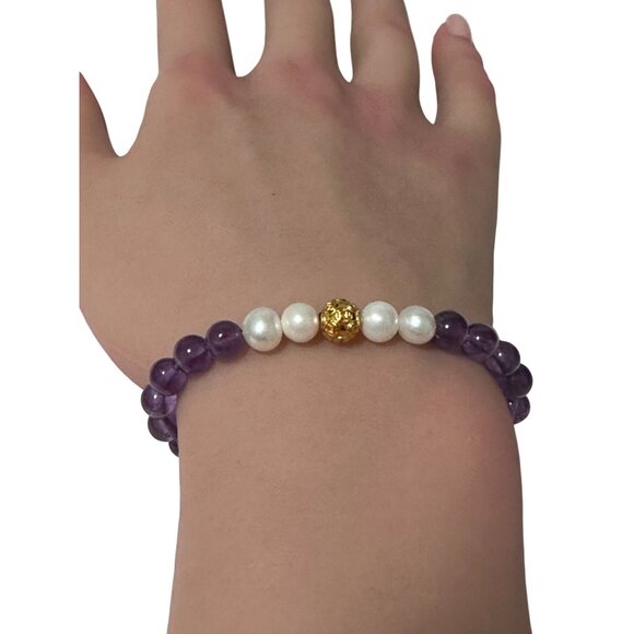 18K Gold Money Coin Ball Gemstones Birthstones Pearl Amethyst 5-6mm - Picture 8 of 8